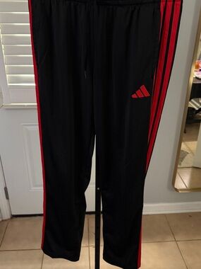 adidas Black Sweatpants with Red Side Stripes